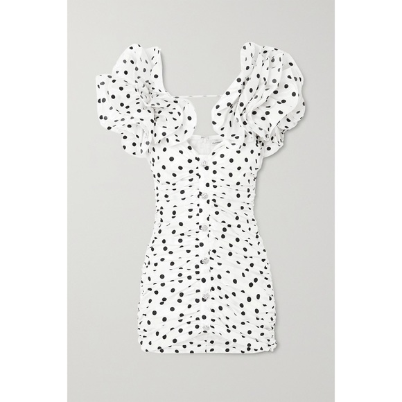 Alessandra Rich Polka Dot Mini Dress White Taffeta - Picture 7 of 12